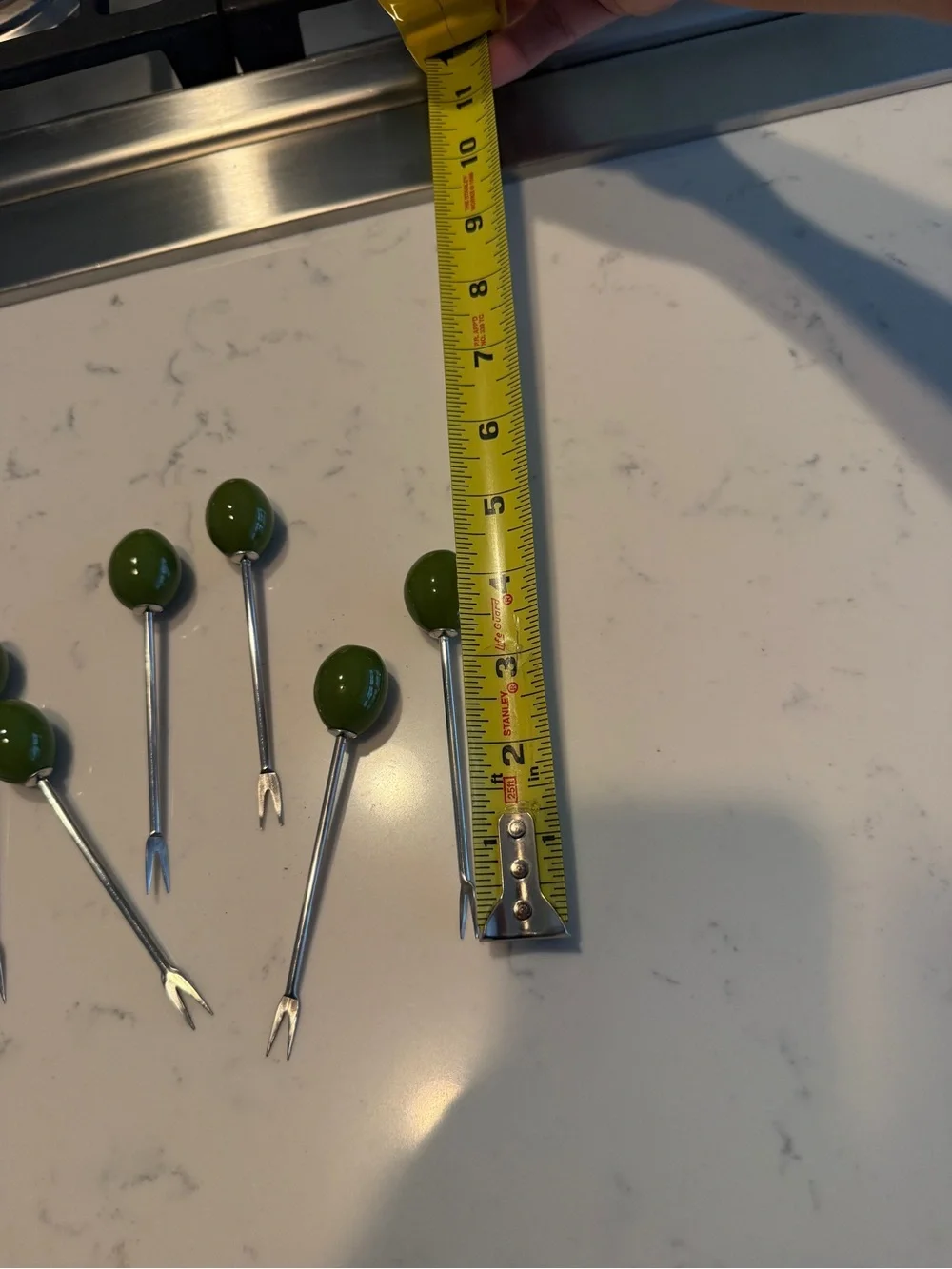 Vtg. Olive Cocktail Picks Set of 6 Green Pimento Martini Barware Appetizer Forks